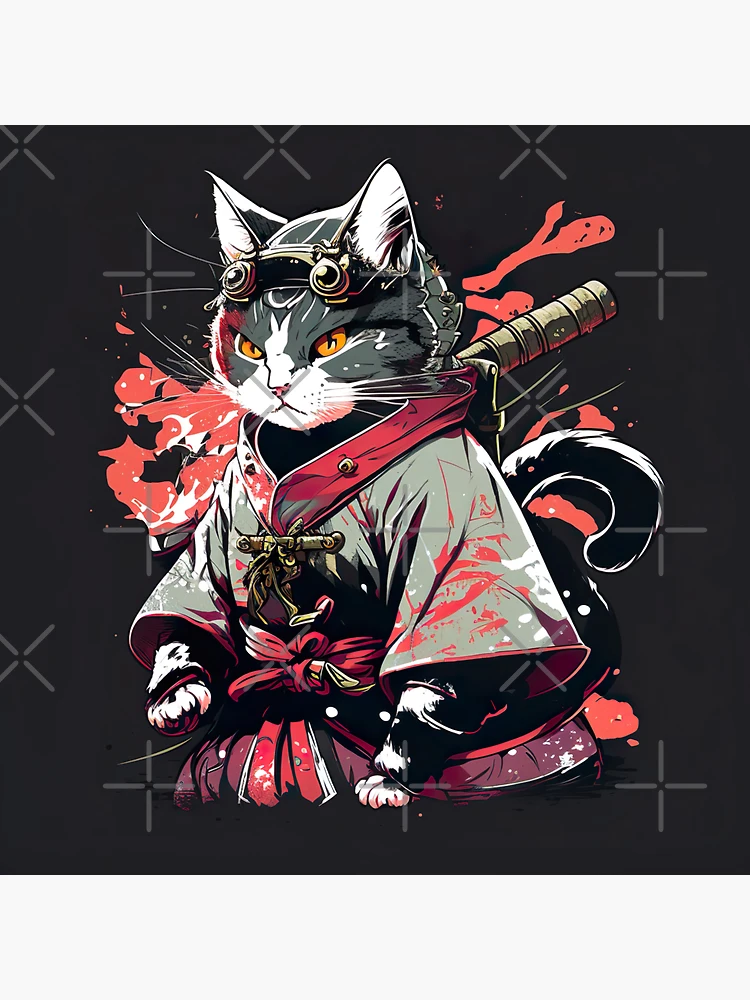 japanese cat sticker anime samurai stickers Sticker by Prototyp