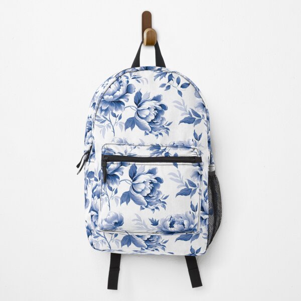 Item preview, Blue Cottagecore Floral Peony Toile de Jouy Pattern designed and sold by TeaticketRoyal.