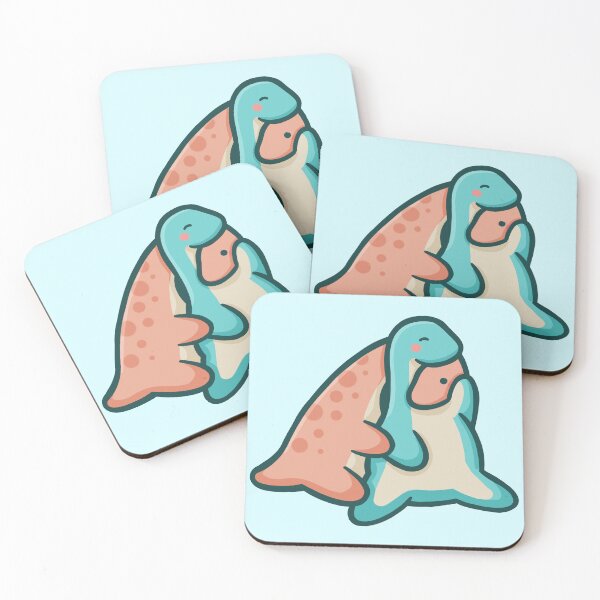 Item preview, Cute dinosaur couple cuddling, hugging, dino designed and sold by hugadino.