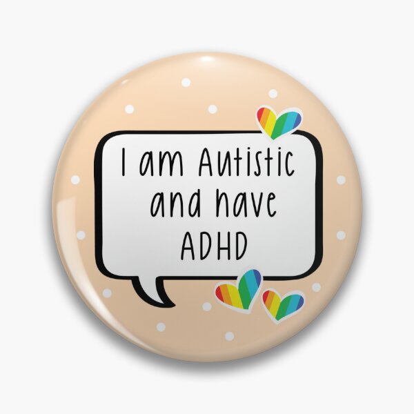 Item preview, Autistic and ADHD Pastel Pin Button Badge  designed and sold by BeauandHarley.