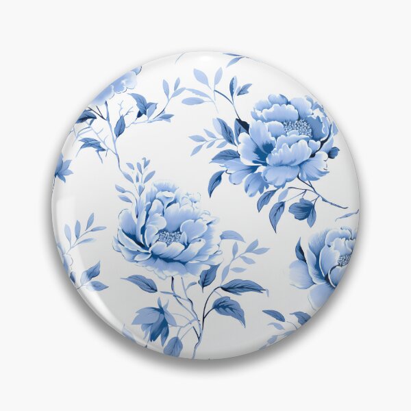 Item preview, Blue Cottagecore Floral Peony Toile de Jouy Pattern designed and sold by TeaticketRoyal.