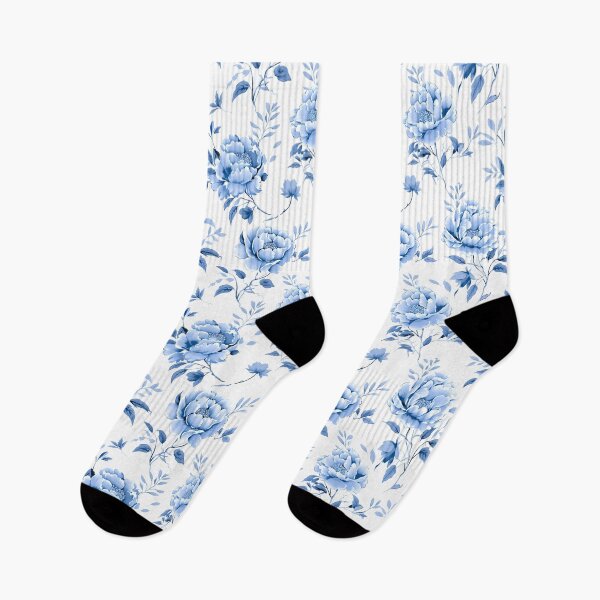 Item preview, Blue Cottagecore Floral Peony Toile de Jouy Pattern designed and sold by TeaticketRoyal.