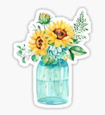 Sunflowers, Mason jar, sunflower bouquet, watercolor, watercolor sunflowers Sticker