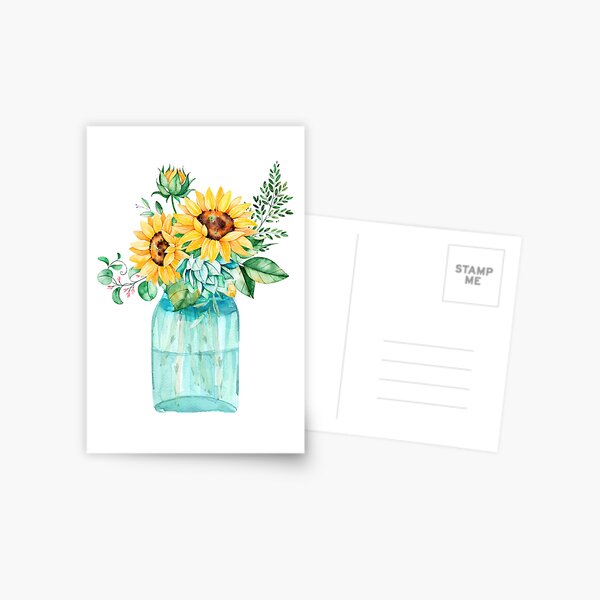 Item preview, Sunflowers, Mason jar, sunflower bouquet, watercolor, watercolor sunflowers designed and sold by SouthPrints.