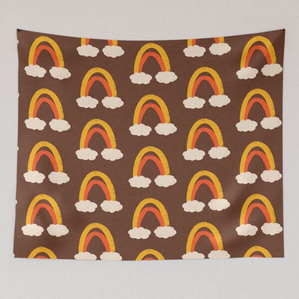 Item preview, Groovy 70s Cute Rainbow with clouds Brown designed and sold by susycosta.