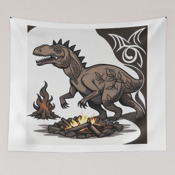 Item preview, A dinosaur sitting next to a campfire designed and sold by ac-virtualshop.
