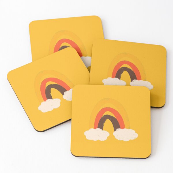 Item preview, Groovy 70s Cute Rainbow with clouds Yellow designed and sold by susycosta.