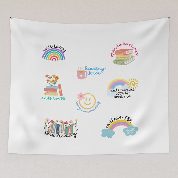 Item preview, Colorful Cute Doodles Pastel Bookish Aesthetic Book Lover Pack designed and sold by Cawaiico.