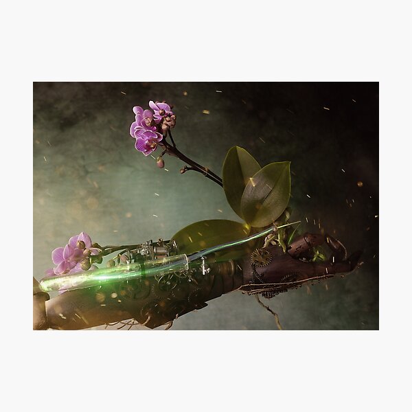 Item preview, Copy of Orchid flower fed by Steampunk robot hand designed and sold by Cinzia Murgia.