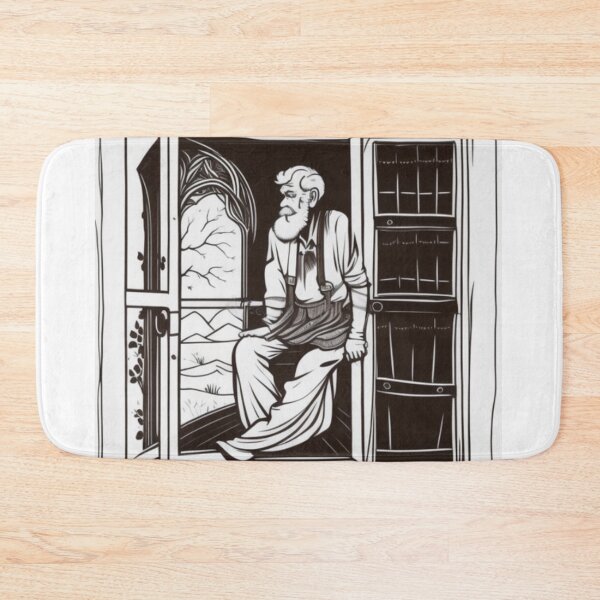 Item preview, An old man hanging in an open window of a schoolhouse designed and sold by ac-virtualshop.