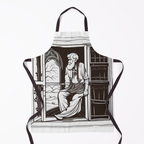 Item preview, An old man hanging in an open window of a schoolhouse designed and sold by ac-virtualshop.
