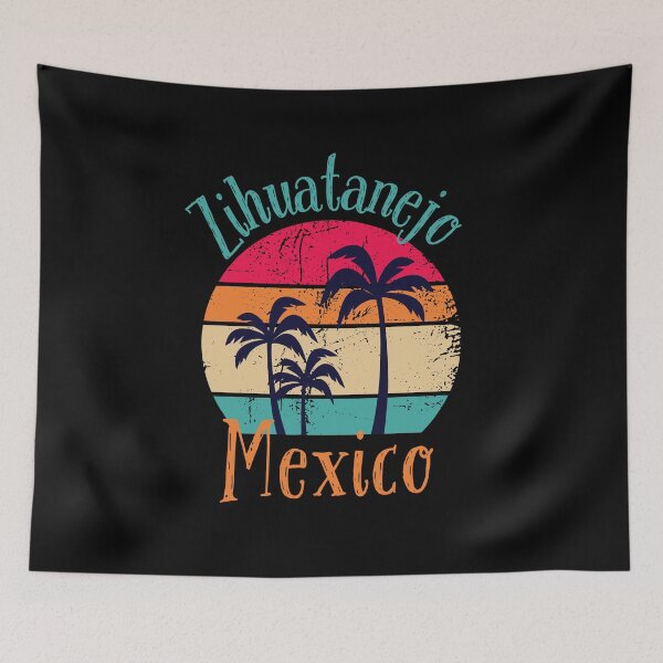 Item preview, Diseño vintage de puesta de sol y palmeras de Zihuatanejo México designed and sold by RektRepublic.