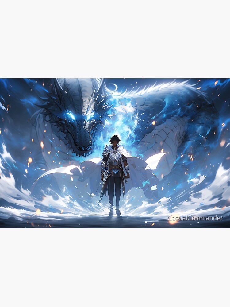 Thumbnail 2 of 2, Laptop Sleeve, Azure Guardian: The Noble Warrior and the Blue Dragon designed and sold by CasualCommander.