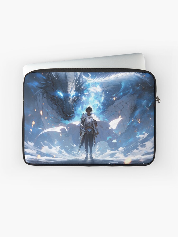 Thumbnail 1 of 2, Laptop Sleeve, Azure Guardian: The Noble Warrior and the Blue Dragon designed and sold by CasualCommander.
