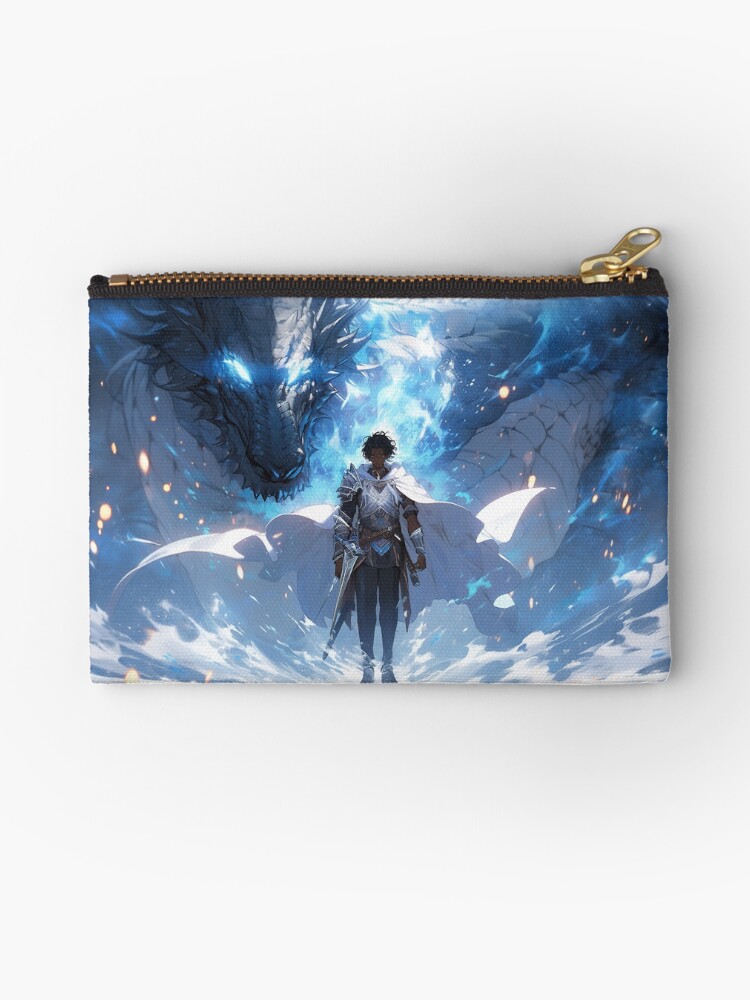 Thumbnail 1 of 4, Zipper Pouch, Azure Guardian: The Noble Warrior and the Blue Dragon designed and sold by CasualCommander.