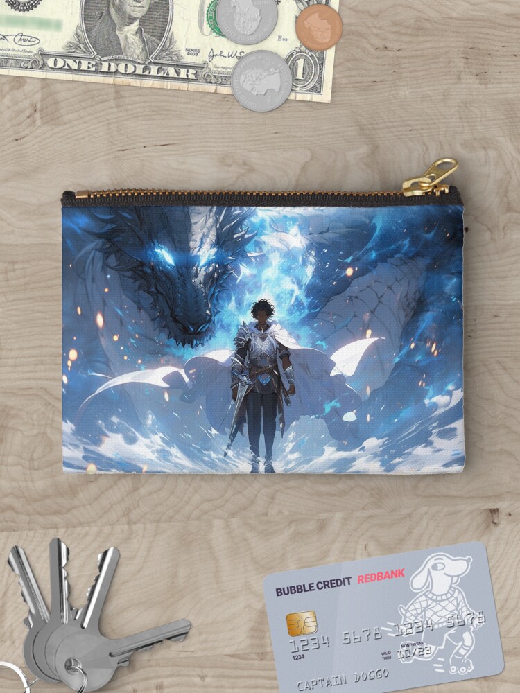 Thumbnail 3 of 4, Zipper Pouch, Azure Guardian: The Noble Warrior and the Blue Dragon designed and sold by CasualCommander.