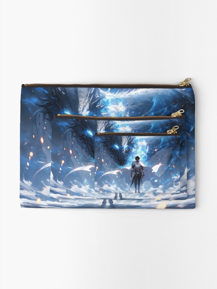Thumbnail 2 of 4, Zipper Pouch, Azure Guardian: The Noble Warrior and the Blue Dragon designed and sold by CasualCommander.
