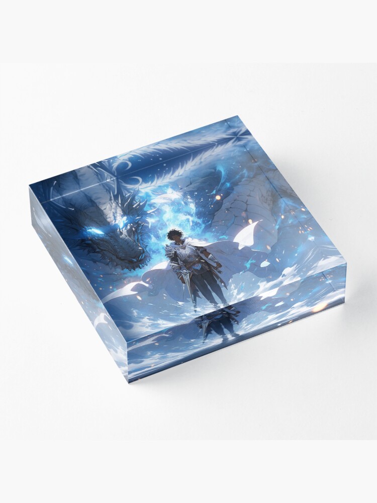 Thumbnail 3 of 5, Acrylic Block, Azure Guardian: The Noble Warrior and the Blue Dragon designed and sold by CasualCommander.