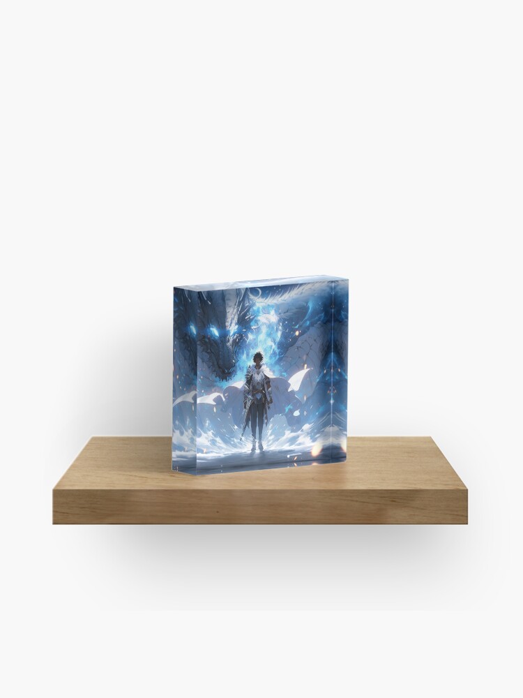 Thumbnail 1 of 5, Acrylic Block, Azure Guardian: The Noble Warrior and the Blue Dragon designed and sold by CasualCommander.