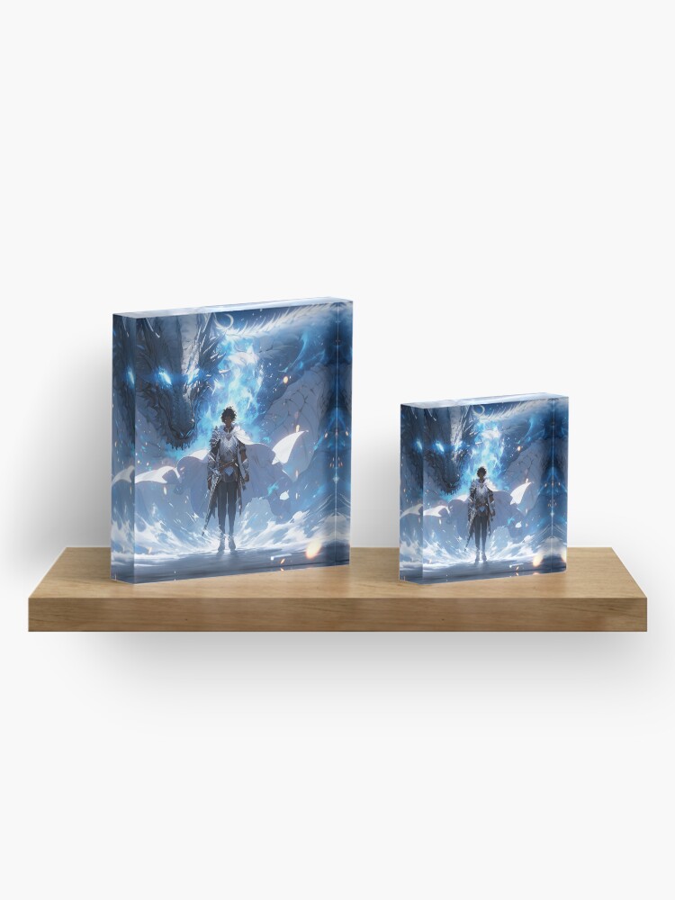 Thumbnail 4 of 5, Acrylic Block, Azure Guardian: The Noble Warrior and the Blue Dragon designed and sold by CasualCommander.