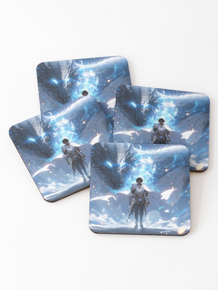 Thumbnail 1 of 5, Coasters (Set of 4), Azure Guardian: The Noble Warrior and the Blue Dragon designed and sold by CasualCommander.