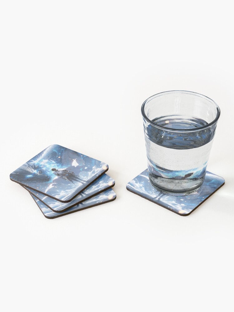 Thumbnail 2 of 5, Coasters (Set of 4), Azure Guardian: The Noble Warrior and the Blue Dragon designed and sold by CasualCommander.