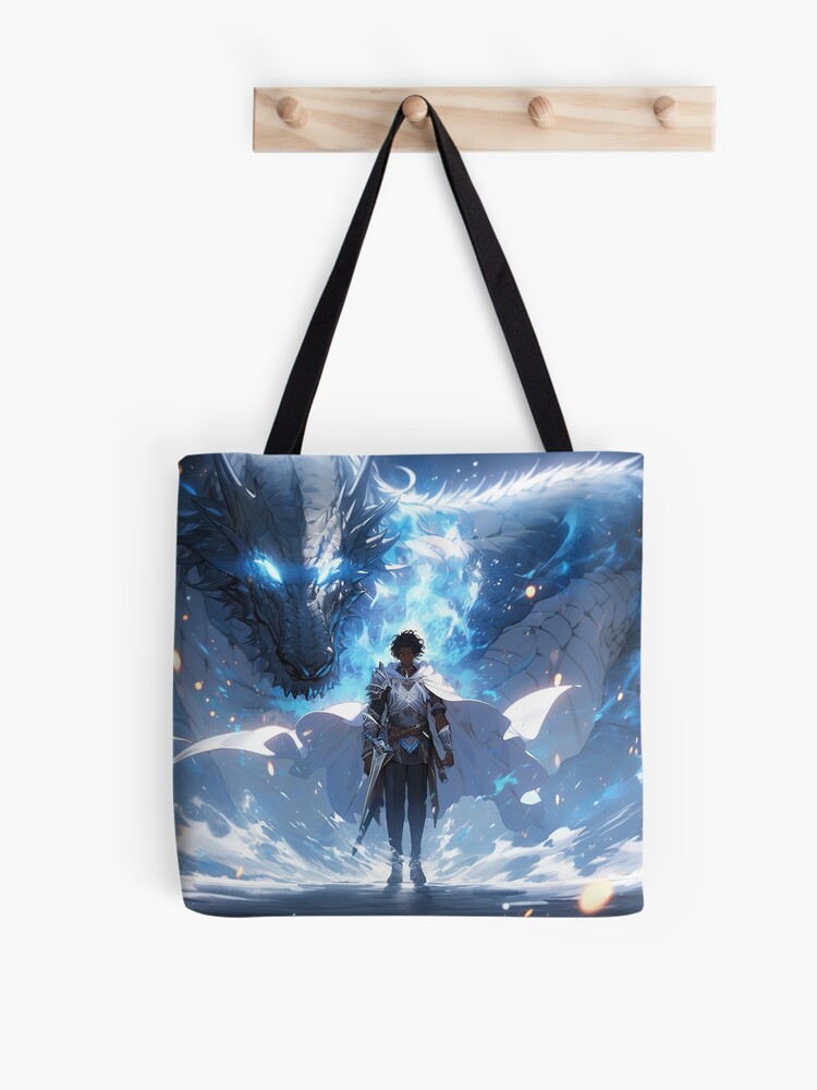 Thumbnail 1 of 2, Tote Bag, Azure Guardian: The Noble Warrior and the Blue Dragon designed and sold by CasualCommander.