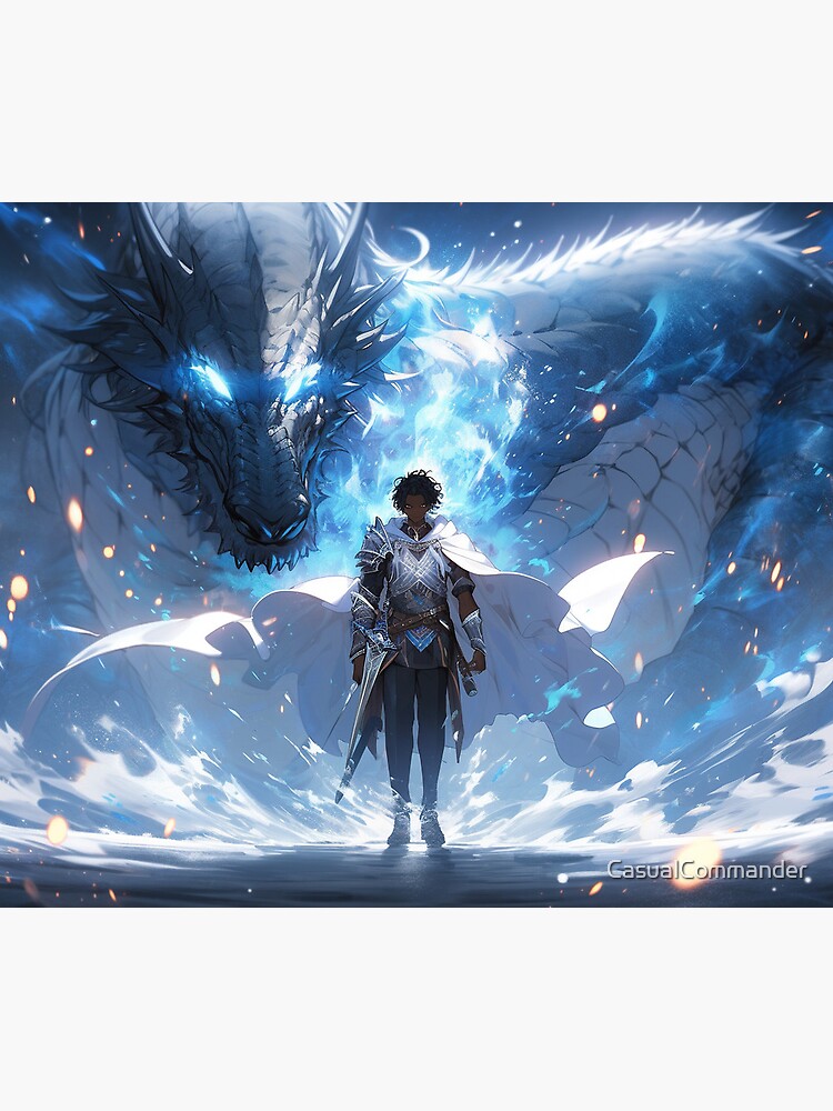 Thumbnail 5 of 5, Mouse Pad, Azure Guardian: The Noble Warrior and the Blue Dragon designed and sold by CasualCommander.