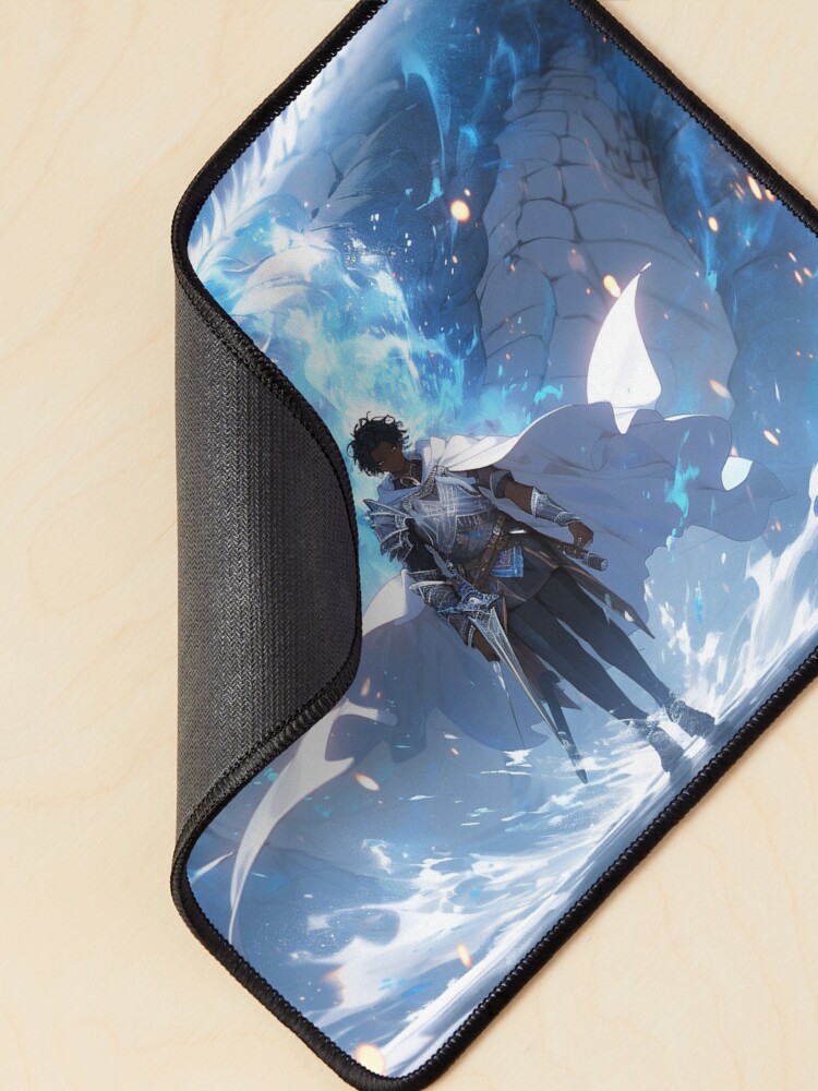 Thumbnail 2 of 5, Mouse Pad, Azure Guardian: The Noble Warrior and the Blue Dragon designed and sold by CasualCommander.