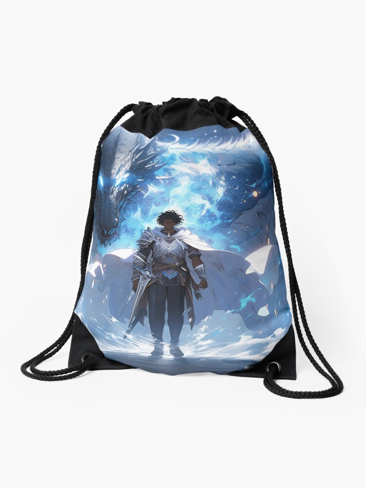 Thumbnail 1 of 3, Drawstring Bag, Azure Guardian: The Noble Warrior and the Blue Dragon designed and sold by CasualCommander.