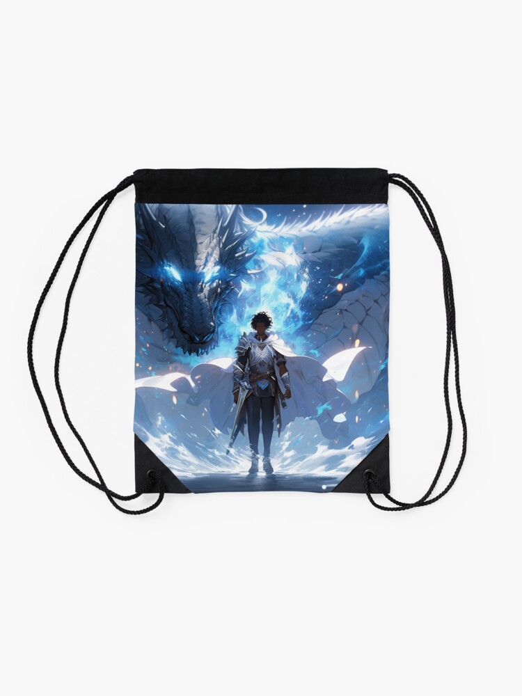 Thumbnail 2 of 3, Drawstring Bag, Azure Guardian: The Noble Warrior and the Blue Dragon designed and sold by CasualCommander.