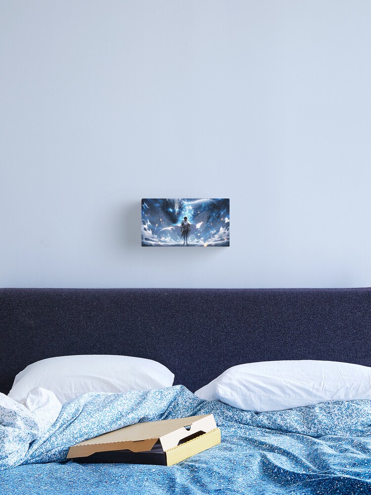 Thumbnail 1 of 3, Canvas Print, Azure Guardian: The Noble Warrior and the Blue Dragon designed and sold by CasualCommander.