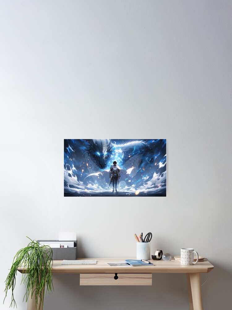 Thumbnail 1 of 3, Poster, Azure Guardian: The Noble Warrior and the Blue Dragon designed and sold by CasualCommander.