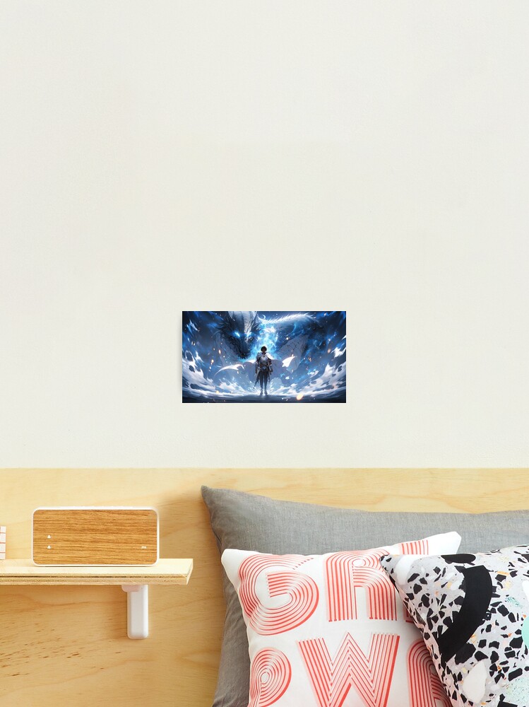 Thumbnail 1 of 3, Photographic Print, Azure Guardian: The Noble Warrior and the Blue Dragon designed and sold by CasualCommander.
