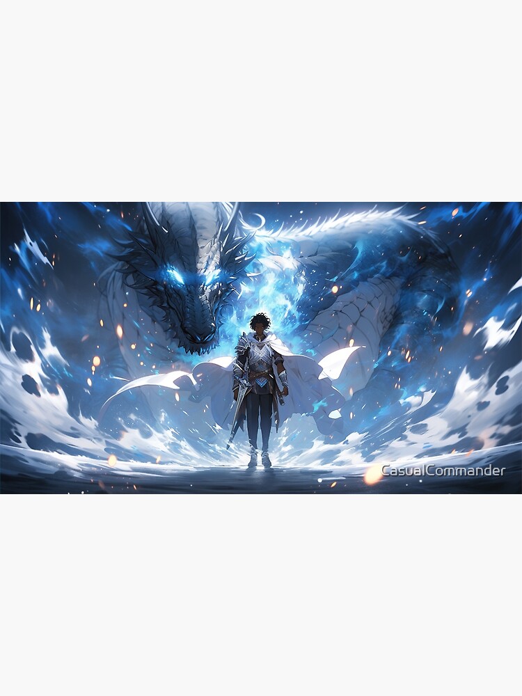 Thumbnail 3 of 3, Photographic Print, Azure Guardian: The Noble Warrior and the Blue Dragon designed and sold by CasualCommander.