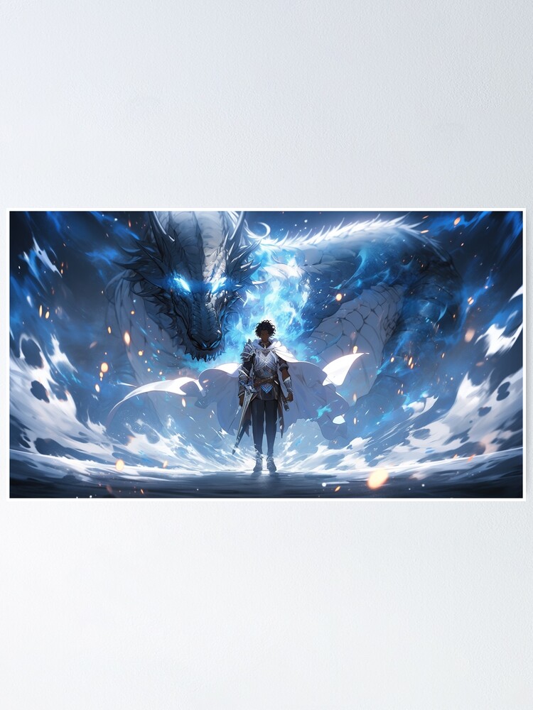 Thumbnail 2 of 3, Poster, Azure Guardian: The Noble Warrior and the Blue Dragon designed and sold by CasualCommander.