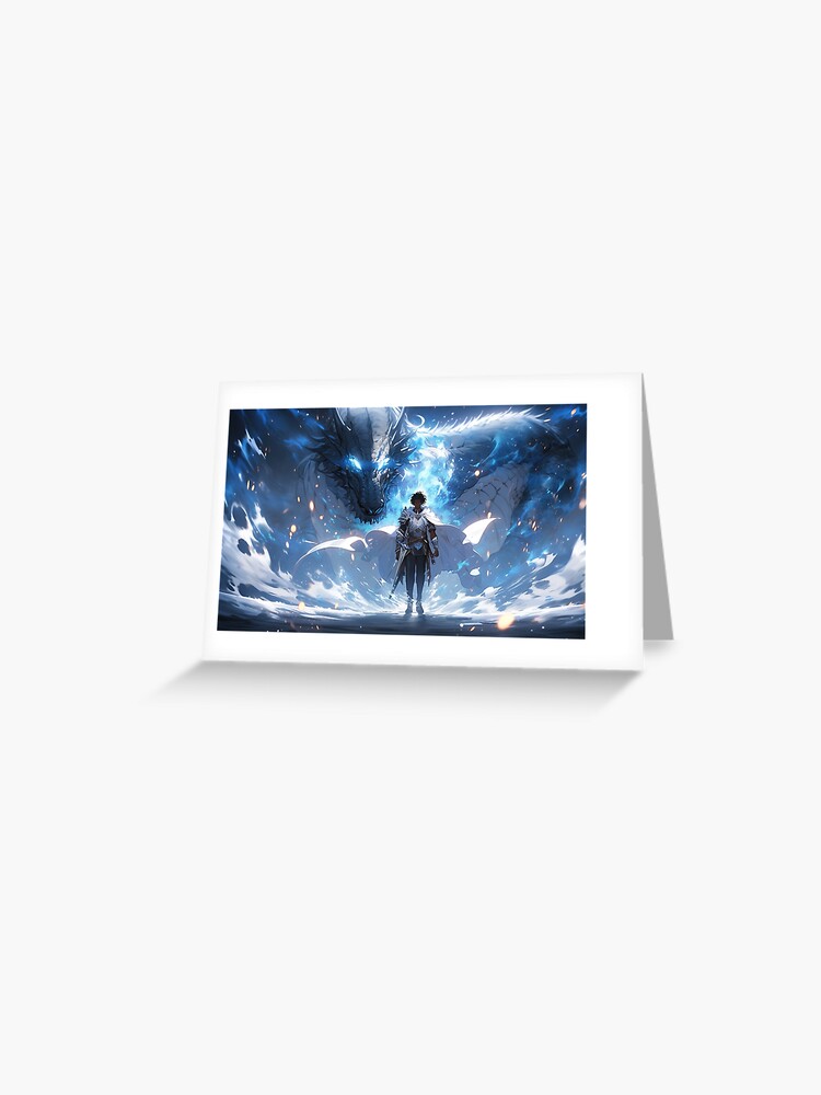 Thumbnail 1 of 2, Greeting Card, Azure Guardian: The Noble Warrior and the Blue Dragon designed and sold by CasualCommander.