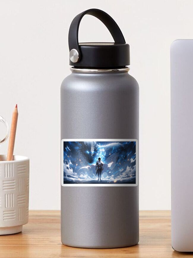 Thumbnail 1 of 3, Sticker, Azure Guardian: The Noble Warrior and the Blue Dragon designed and sold by CasualCommander.