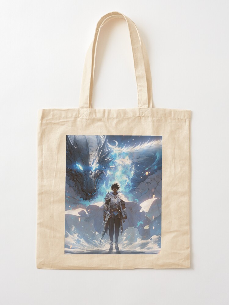 Thumbnail 2 of 5, Tote Bag, Azure Guardian: The Noble Warrior and the Blue Dragon designed and sold by CasualCommander.