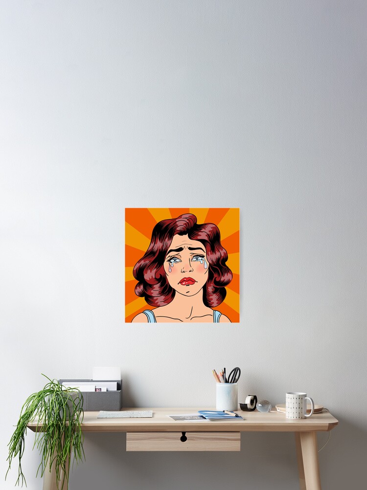 Woman Crying Exhausted Woman Woman In Depression Pop Art Banner