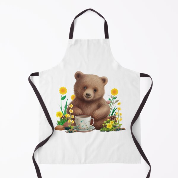 Item preview, Adorable Bear in a Garden of Yellow Flowers with Teacup: Whimsical and Charming designed and sold by Winarrts.