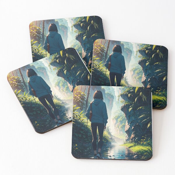 Item preview, Exploring Nature: Beautiful Girl in Hoodie and Pants on a Trail Surrounded by Trees and a River designed and sold by Lordyami86.