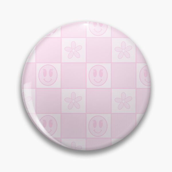 Item preview, Pink smiley face and flower checker print designed and sold by Brandimichelle.