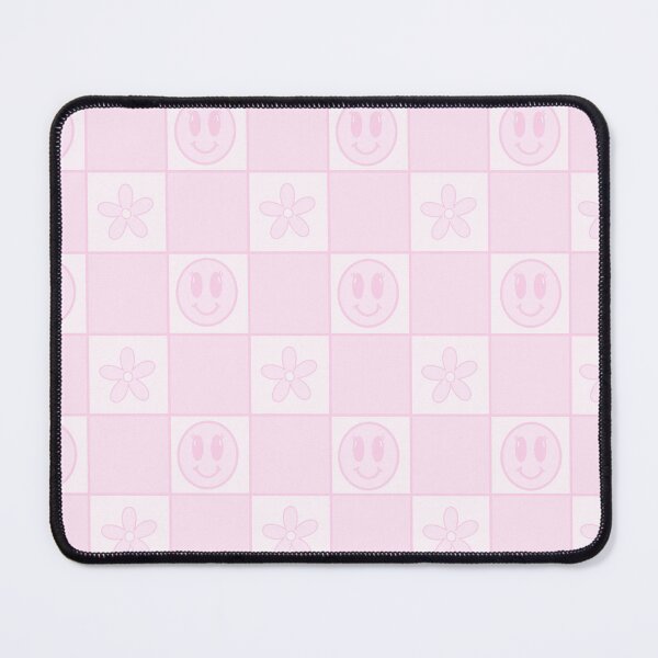 Item preview, Pink smiley face and flower checker print designed and sold by Brandimichelle.