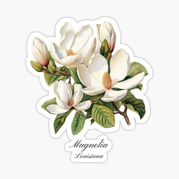 Magnolia Louisiana State Flower Illustration Sticker for Sale by