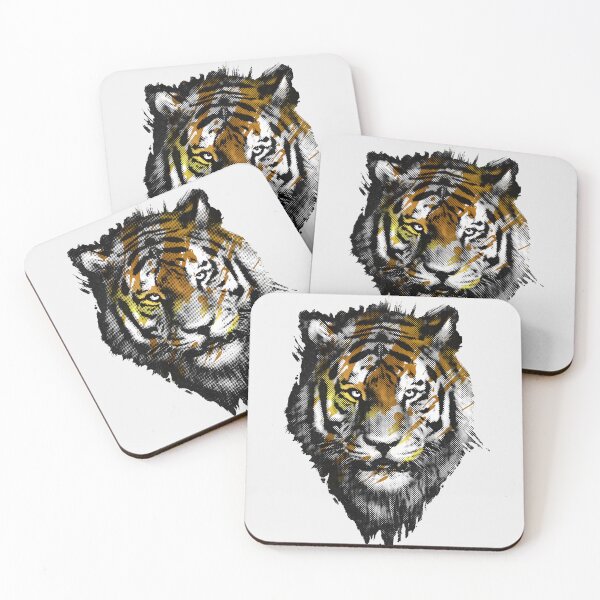 Item preview, Halftone Tiger Golden Brush Art designed and sold by wolfkin-design.