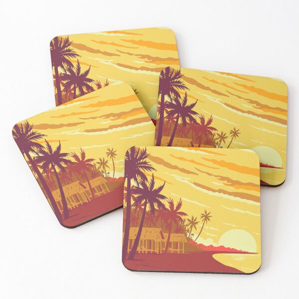 Item preview, Beach in Phu Quoc Island During Sunset in Kien Giang Province Vietnam WPA Art Deco Poster  designed and sold by patrimonio.