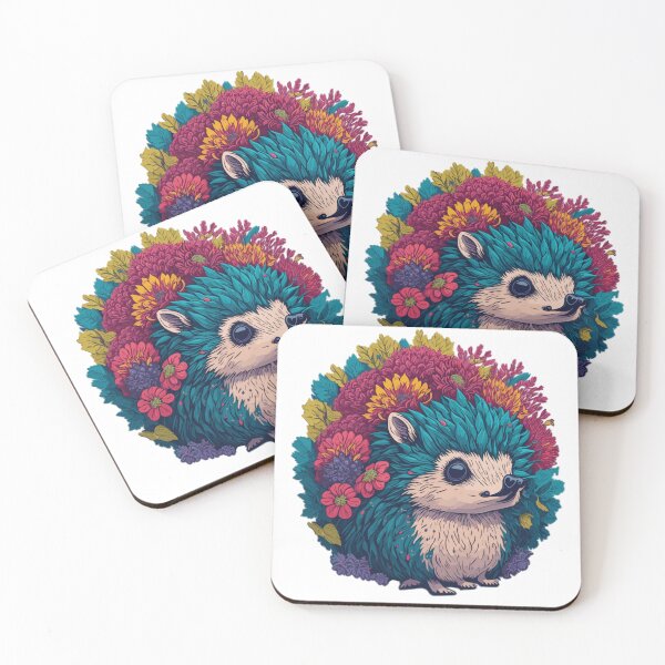 Item preview, Hedgehog with a Splash of Fantasy Flowers  designed and sold by FocusChillax.