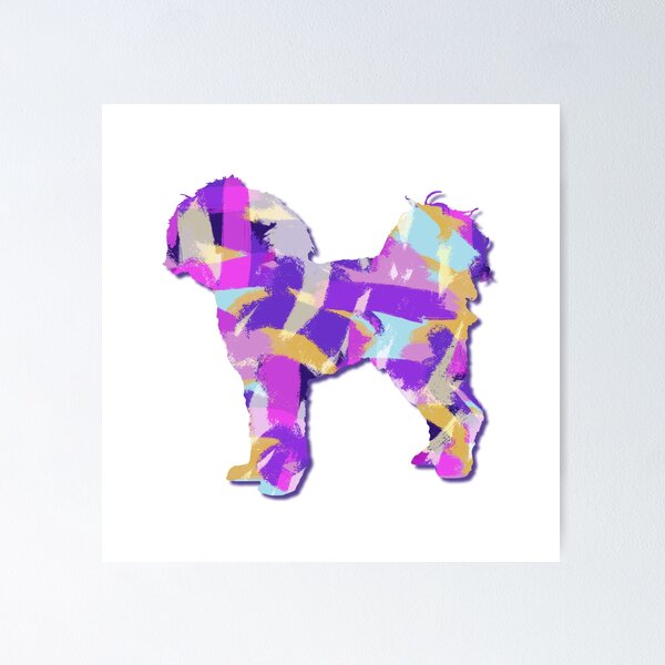 Item preview, Cavapoo Dog Silhouette Purple Pink Yellow Blue Design designed and sold by AMSonArt.