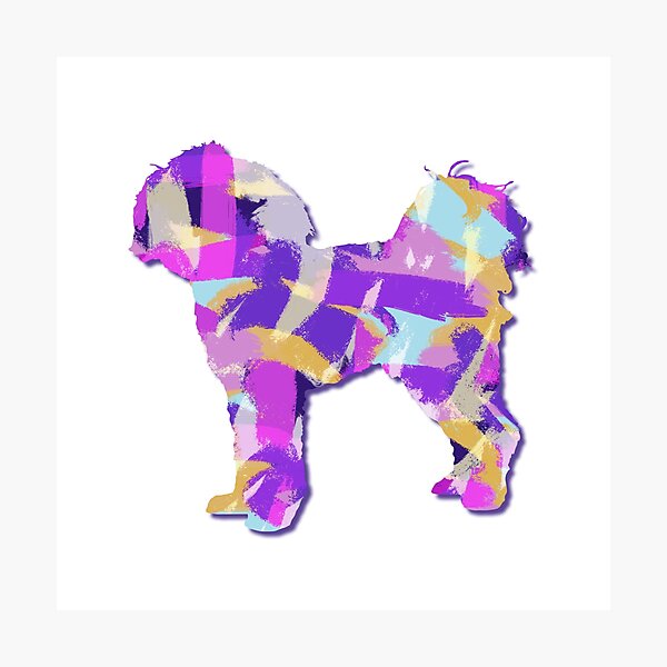 Item preview, Cavapoo Dog Silhouette Purple Pink Yellow Blue Design designed and sold by AMSonArt.